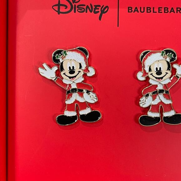 Disney Baublebar Mickey Mouse Santa Stud Earrings NEW Christmas Holiday Gift - Picture 2 of 7